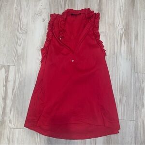 Red Ruffled Sleeveless Top